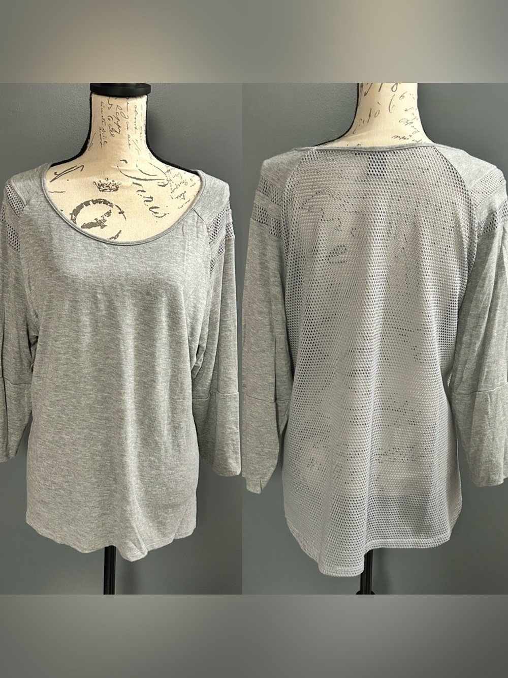 Robert Louis Gray Open Mesh Back Dolman Sleeve